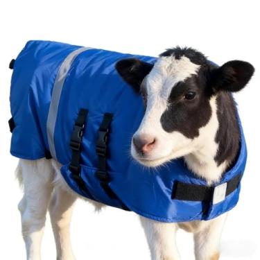 Imagem de Cobertor de panturrilha, casacos de cabra para o inverno, casaco quente para bezerros, cabras, alpacas, burros e outros animais de estimação, cobertores de inverno ajustáveis à prova de vento