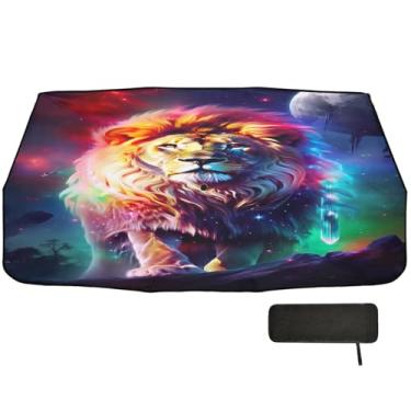 Imagem de Guarda-sol retrátil de leão para proteção de isolamento térmico de carro guarda-chuva de para-brisa 147.3 cm x 75.4 cm persianas de janela carro