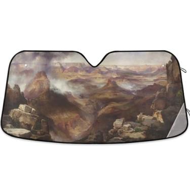 Imagem de Guarda-sol personalizado Thomas Moran American Grand Canyon Colorado River para para-brisa de carro retrátil dobrável caminhão janela de carro para-brisa frontal M, 139,7 cm x 70,1 cm
