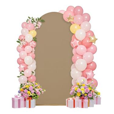 Imagem de Capas de arco de casamento de 1,8 m, capa de fundo de arco, conjunto de capas de arco, tecido elastano, pano de fundo elástico para decoração de festa de aniversário de casamento, chá de bebê (cáqui)