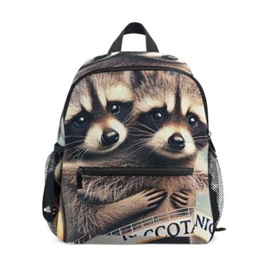 Imagem de GAIGEO Funny Raccoon Titanic Cute Small Toddler Backpack with Whistle, Adjustable Chest Strap, Preschool Girl Backpack Lightweight & Compact for Ages 3-8
