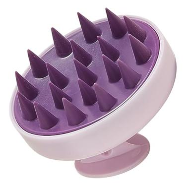 Imagem de Escova de xampu de cabelo e massageador de couro cabeludo para remoção de caspa, cerdas de silicone macias, para crescimento, confortável para todos os tipos de cabelo (roxo)