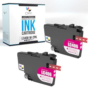 Imagem de CMYi LC406 Cartucho de tinta de substituição magenta para impressora Brother MFC-J4335DW J4340DW J4345DW J4535DW J4540DW J5855DW J5955DW J6555DW J6955DW J6955DW (2 Magenta)