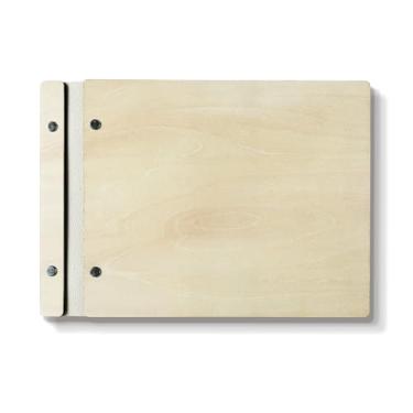 Imagem de NBE Caderno de madeira inacabado para gravação a laser – Diário em branco faça você mesmo com 60 páginas, papel creme, projeto de artesanato personalizável para manchas e decorações | Presente