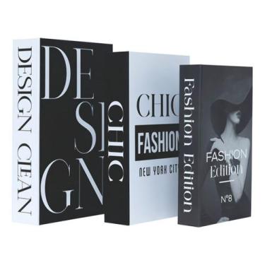 Imagem de Conjunto Livros Fake 3 Caixa Decorativa Enfeite de Interiores Decor - 