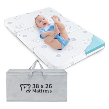 Imagem de HREVAI Colchão de viagem com três dobras, colchão de viagem com bolsa de transporte