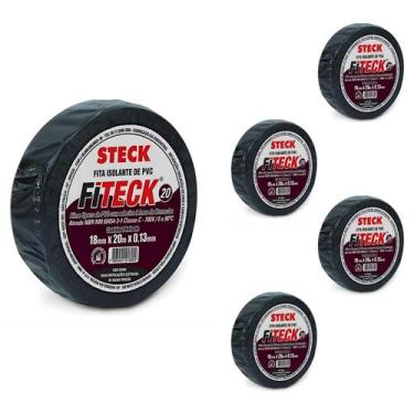 Imagem de 5 Fita Isolante Preta Steck 20 Metros 700V 0.13mm SFT1320