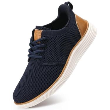 Imagem de VILOCY Sapato social casual sem cadarço para meninos com as mãos livres, confortável, malha Oxford, tênis, respirável, uniforme escolar, sapatos formais para igreja (criança pequena/criança grande