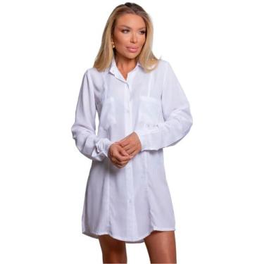 Imagem de Vestido Tipo Camisão Chemise Midi Blusa Manga Longa - GISELE FREITAS, 