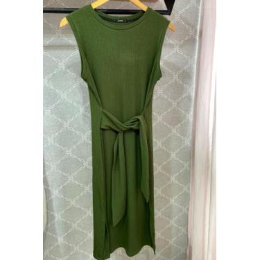 Imagem de Vestido Canelado Regata Feminino Lamour, G, Verde militar
