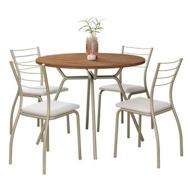 Imagem de Conjunto Sala De Jantar 4 Cadeiras Bogotá Carraro Branco Prata - MÓVEI