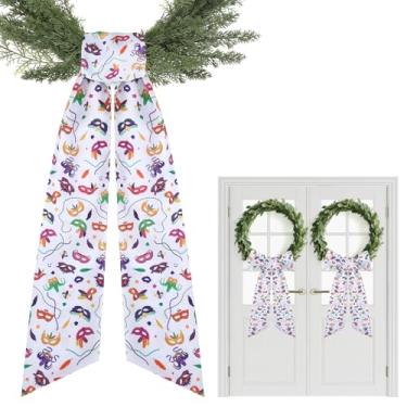 Imagem de PartyforU Faixa de guirlanda de carnaval – 2 faixas coloridas para guirlandas para porta da frente e parede de quintal, faixa de guirlanda de 152 cm para festas de fim de ano, decoração de casa