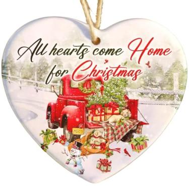 Imagem de Rigufu Enfeite de Natal 2024 Todos os corações voltam para casa para enfeite de cerâmica de Natal – Decoração de árvore de Natal perfeita