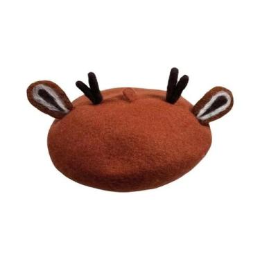 Imagem de Chapéu De Lã Artesanal Com Orelhas De Raposa E Chifres De Veado Para M