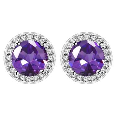 Imagem de Vivaday Brincos femininos de pedra do mês de nascimento, zircônia cúbica, diamante criado com pedras preciosas, hipoalergênicas, sem níquel, joias para mãe, irmã e amiga, adjustable, Zircônia cúbica,