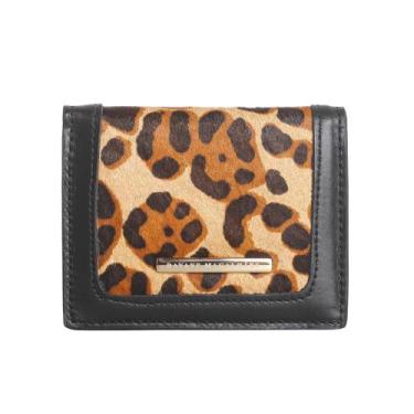 Imagem de Carteira Pequena Dayane Magalhães Couro De Animal Print, Preto, Onça, 