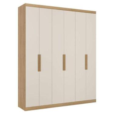 Imagem de Guarda Roupa Casal Milan 6 Portas Capuccino Off White Acetinado - Thb 