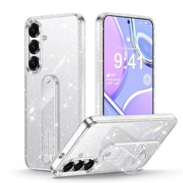 Imagem de Silverback Capa para Samsung Galaxy S25 com alça de pulso, capa de telefone com glitter com suporte ajustável para o dedo, capa protetora fina para celular feminina e meninas para Galaxy S25 - Glitter