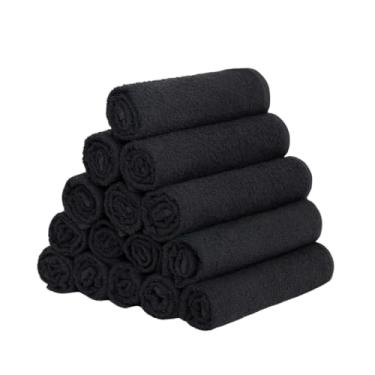 Imagem de Kit 5 Toalhas Lavabo para Manicure e Pedicure em Algodão, uso em salão, spa e lavabo doméstico (5 PRETO)