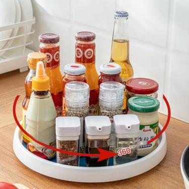 Imagem de Organizador de Temperos Giratório 360 Acessórios Cozinha Bandeja Giratória com Superfície Grande para Acesso Fácil