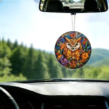 Imagem de Acrílico colorido, apanhador de sol, decoração de janela suspensa de coruja, arte de parede de arco-íris, para sala de estar, quarto, varanda, interior e exterior, jardim, enfeites de Natal 19 x 19 cm