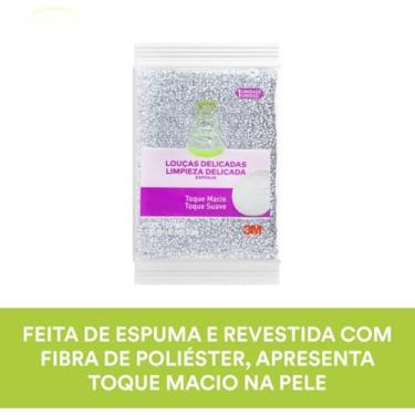 Imagem de Esponja para Louças Delicadas Prateada Multiuso Cozinha Segura Sem Risco de Arranhar Uso Doméstico (2 Unidades)