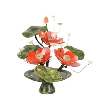 Imagem de Bonsai artificial de mesa, enfeite de flor de lótus de jade, decoração de estilo retrô chinês