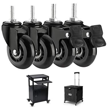 Imagem de Rodízios giratórios resistentes de 75 mm com freio - pacote com 4, capacidade de carga de 200 kg, rodas de substituição para móveis, opções de parafusos M8 e M10, ideal para carrinhos e móveis