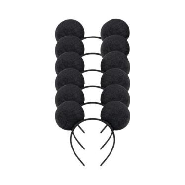 Imagem de Conjunto De 12 Faixas De Cabelo Com Laço Mickey E Minnie Em Preto, Ver