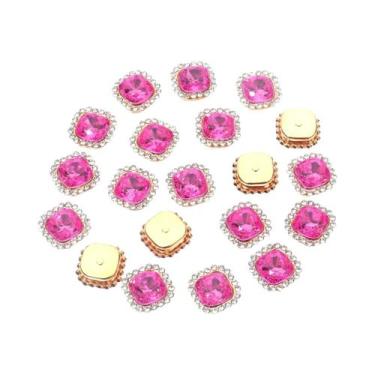 Imagem de Strass Quadrados Coloridos 20 Peças Com Base De Garra, Botões Para Art