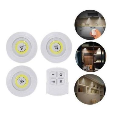 Imagem de Kit 3 Luminárias Led Lampada Sem Fio Com Controle Remoto