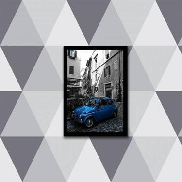 Imagem de Quadro Fotografia Carro Retrô Azul 24X18Cm