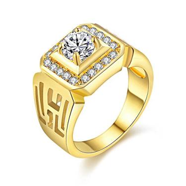 Imagem de Uloveido Aliança de casamento masculina luxuosa de platina e corte brilhante quadrado largo com zircônia cúbica brilhante JX001 tamanho 7 8 9 10 11, Metal Cristal, Zircônia cúbica,