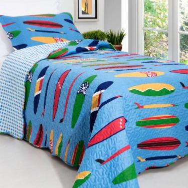 Imagem de Colcha Cobre leito Infantil 2 Peças Dupla Face Estampada Cor:Surf - Ro