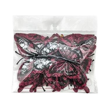 Imagem de 12 Peças De Adesivos De Parede 3D De Borboleta Com Rosa Sangrenta Para