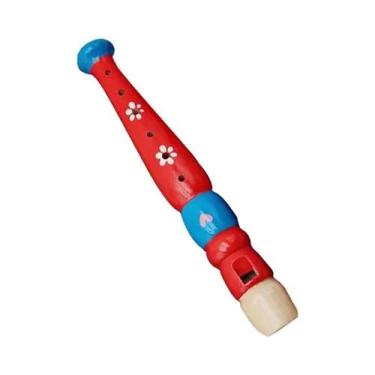 Imagem de Flauta De Madeira Infantil Com Desenhos Animados De 6 Furos E Gaita De