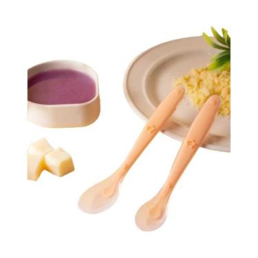 Imagem de Conjunto De Colheres De Silicone Para Bebês 2 Peças Com Padrão De Estr