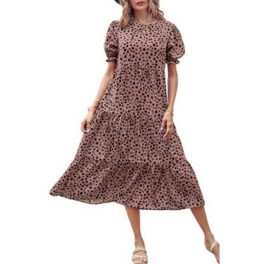 Imagem de Vestido PRETTYGARDEN Bohemio Floral con Mangas Abullonadas Rosa Talla 