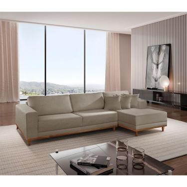 Imagem de Sofá Cronos 03 Metros Chaise Lado Direito Meu Sofá Online B002 Veludo Capuccino