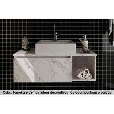 Imagem de Gabinete de Banheiro Suspenso BN3601 1 Porta cor Mármore Branco - Tecno Mobili
