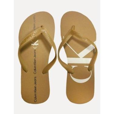 Imagem de Chinelo Calvin Klein Jeans Logo Flow White Cáqui-Masculino