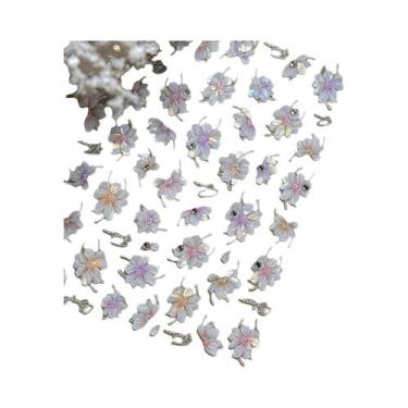 Imagem de Adesivos De Unha 5D Autoadesivos Com Pétalas De Flor Branca, Flor De C