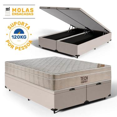 Imagem de Cama Box Baú com Colchão de Molas Ensacadas Pillow In TechComfort Queen 158cm