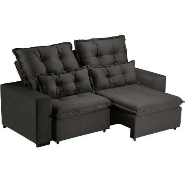 Imagem de Sofá Retrátil e Reclinável 3 Lugares Rincão Yares Suede Chumbo, 230 cm