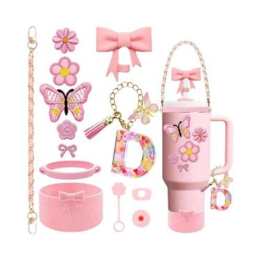 Imagem de Conjunto De Acessórios Rosa Para Copos 13 Peças Para Copos Térmicos De