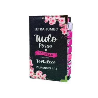 Imagem de Bíblia Letra Jumbo Preta Glitter 100% Tudo Posso Naquele Personalizada