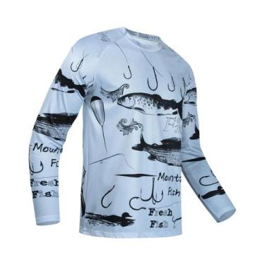 Imagem de Camisa De Pesca Masculina De Verão Anti-UV Manga Longa Com Estampa De 