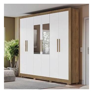 Imagem de Guarda Roupas M569 6pts 3gav Nogueira/Branco Cod: 322.447 - Kappesberg