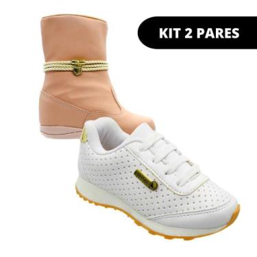 Imagem de Tenis Feminino e Coturno Infantil - KIT 2 PARES Tam 20 ao 34 - Sapatin
