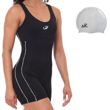 Imagem de Macaquinho Natação + Touca silicone Slim Helanca  Hammerhead, GG, Pret